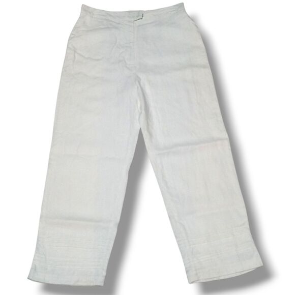 Jillian Jones Linen Straight Leg Pants-Size 8-Lined-Pockets-High Rise-Lagenlook - Picture 1 of 10
